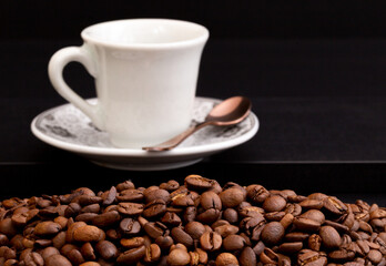 Fototapeta premium cup of coffee with beans