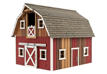 Miniature Red and Brown Barn Model with Detailed Architecture for Decor or Craft Projects
