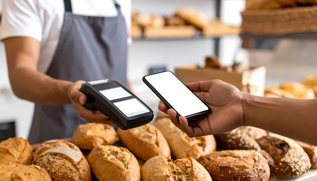 Bakery contactless payment transaction - Powered by Adobe