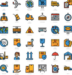 Logistics Icons Vector Set – Delivery, Shipping, Cargo, Warehouse Elements
