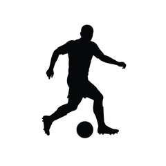 Silhouette of a soccer player kicking a ball black