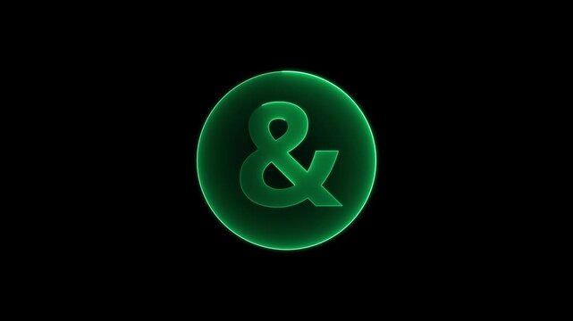 Neon text in & icon animatio on black background. video animation drawing neon & ampersand sign or symbol, on a neon chroma key.