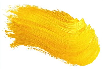 Bright yellow paint stroke on white background