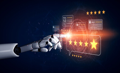 Naklejka na ściany i meble AI enhances customer review and rating system by analyzing review, rating, and customer feedback for deeper trust insights Vouch