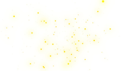 shining yellow Floating Dust Particles flowts in transperent background