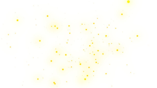 shining yellow Floating Dust Particles flowts in transperent background