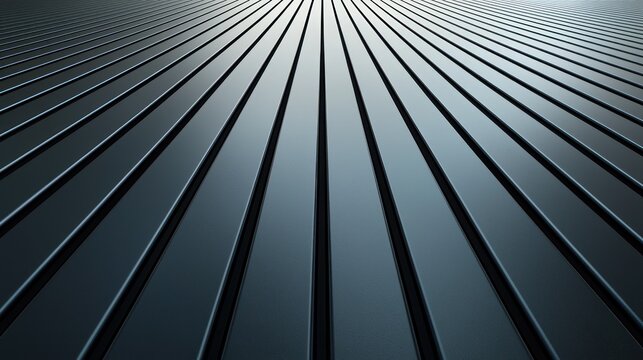Metallic, parallel bars receding into the distance, reflecting light