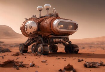 Mars Rover Exploring the Surface