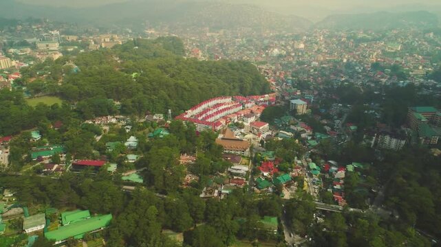 Aerial view of baguio city in the philippines, a scenic mountain landscape
