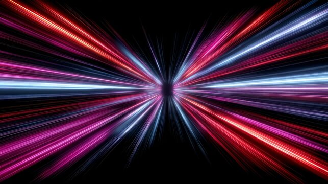 Hyperspeed Virtual Tunnel Composed of Luminous Neon Lights in Vibrant Colors