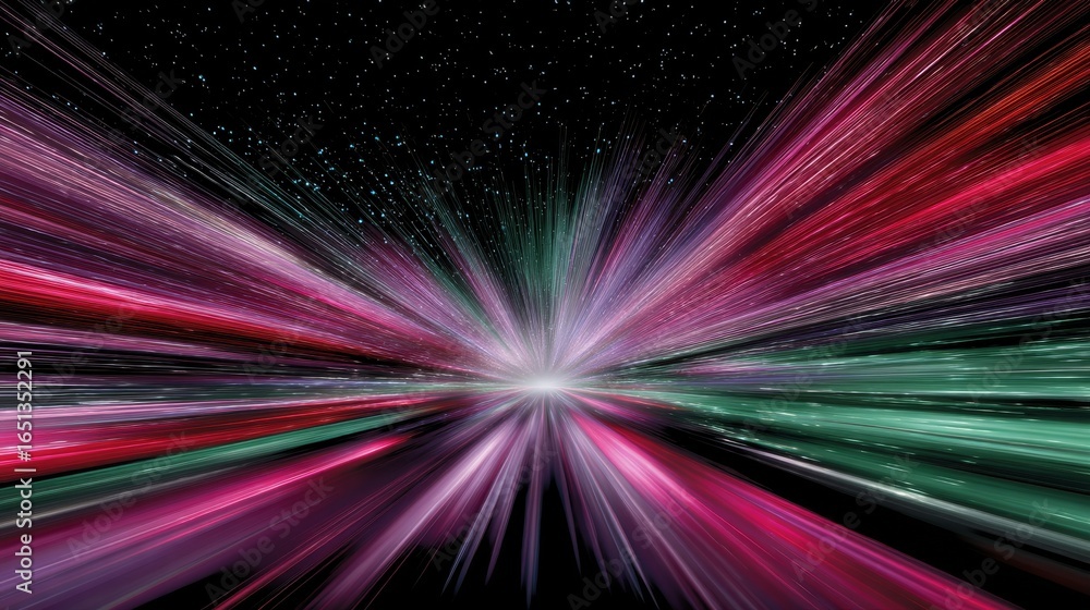 Poster futuristic data packets flowing through high-tech cyber space with vibrant colors and dynamic motion