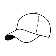Black baseball cap outline white headwear