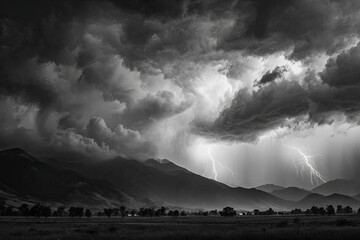 Dramatic storm over mountains