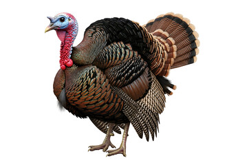 Realistic and detailed artificial turkey model with intricate feather patterns on a black background