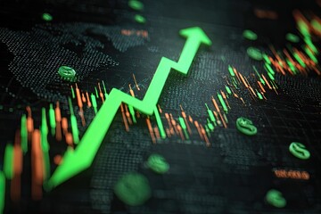 Financial chart with upward trend