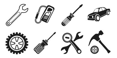Car repair and tools icons