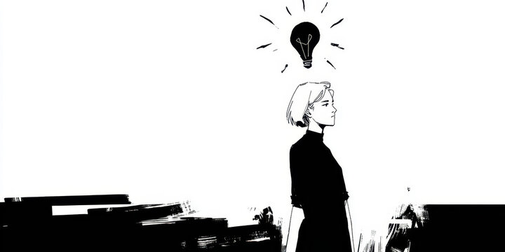 Business professional in silhouette, young adult female standing thoughtfully, modern workspace ambiance, ideal for text overlay. - Powered by Adobe