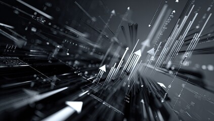 Abstract digital data stream with upward trend