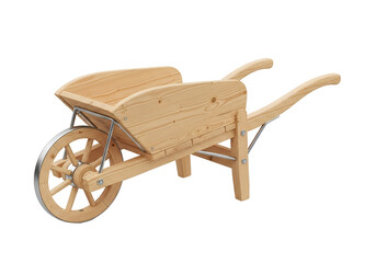 Rustic Wooden Wheelbarrow with a Classic Design for Garden and Construction Use