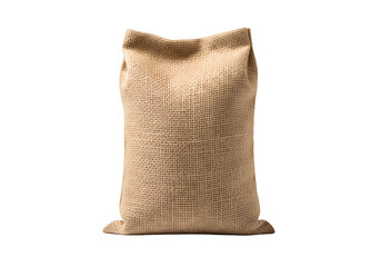 Simple beige burlap sack isolated on black background for packaging or storage solutions