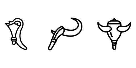 shankh outline or line icon design bundle.