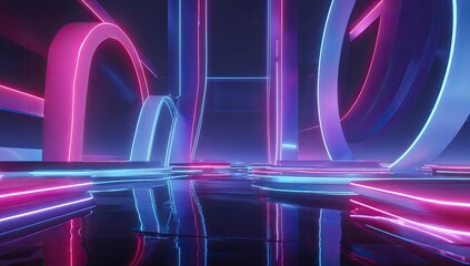 Neon-lit futuristic space