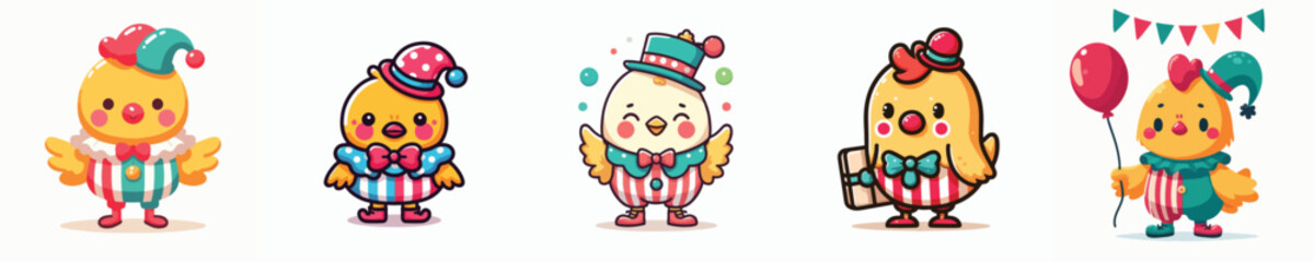 vector of chicken in clown costume
