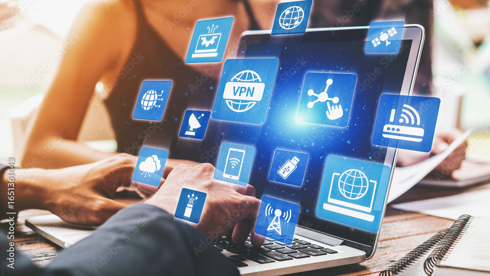 Poster communication network enables digital connectivity. a strong communication network supports data tra