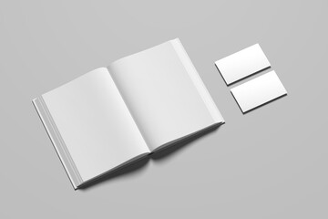 Magazine Mockup to showcase your designs for clients with Two stack of blank business cards on white background with soft shadows. Vertical
