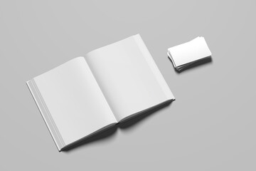 Magazine Mockup to showcase your designs for clients with Two stack of blank business cards on white background with soft shadows. Vertical
