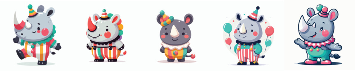 rhinoceros vector in clown costume