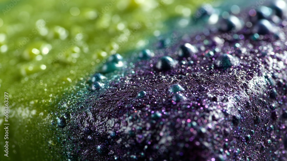 Poster shiny colorful powder particles with glitter and sparkles closeup for abstract texture macro photogr