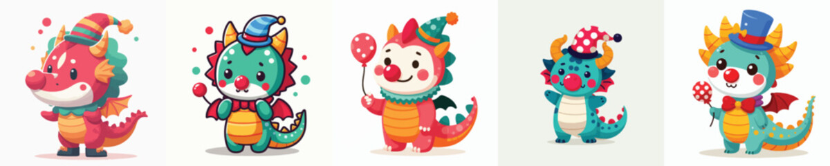 dragon vector in clown costume
