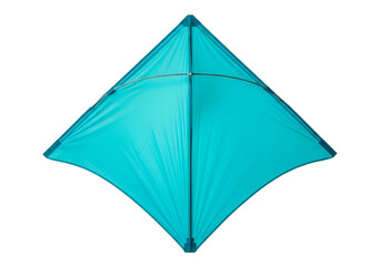Obraz premium Vibrant blue geometric diamond kite illuminated against a black background
