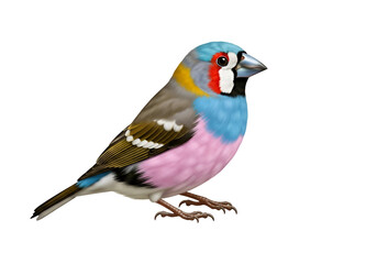 Obraz premium Vibrant male Gouldian finch bird perched against a solid black background showcasing colorful