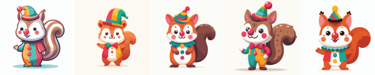 squirrel vector in clown costume
