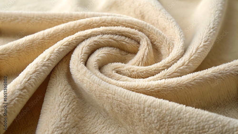 Poster cozy cream faux fur fabric swirl: a textured background of soft, plush material creating a warm and 