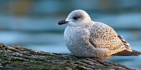 Obraz premium Juvenile gull resting on a log