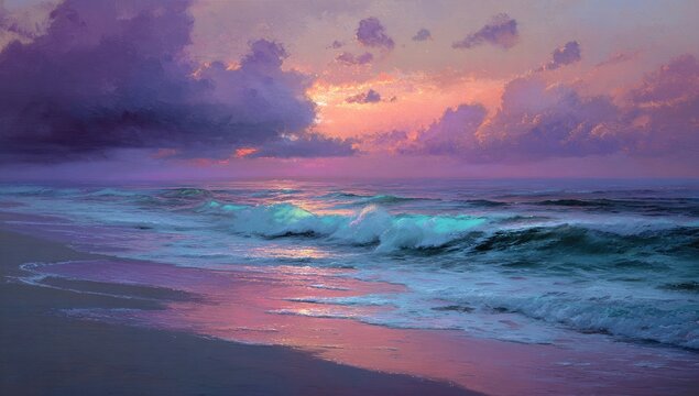 Pastel sunset over a beach