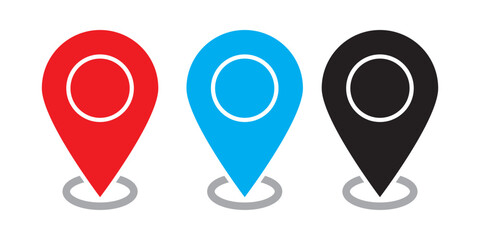 Location map pin icon vector set. Modern colour map marker. Location pin vector.  Colourful location icon on white background.  Triple colour map icon.