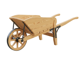Wooden Wheelbarrow with Single Wheel and Sturdy Handles in Classic Design for Gardening and