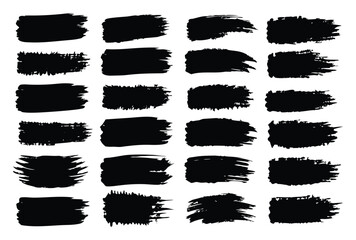 Adobe Illustrator Artwork Abstract black textured strokes set isolated on a white backgro Vector hand drawn artistic design element, box, frame or background.