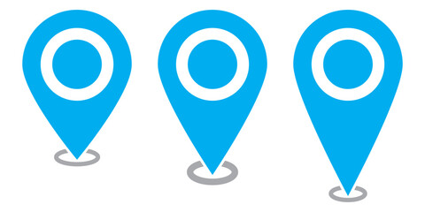Blue colour single map location icon on white background.  Modern blue single location icon vector.  Isolated location vector icon. EPS 10. GPS vector icon on white background.