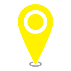 Yellow colour single map location icon on white background.  Modern yellow single location icon vector.  Isolated location vector icon. EPS 10. GPS vector icon on white background.