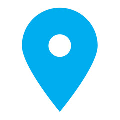 Blue colour single map location icon on white background.  Modern blue single location icon vector.  Isolated location vector icon. EPS 10. GPS vector icon on white background.