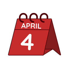 april 4 desk calendar vector on white background
Vector red calendar flat icon
