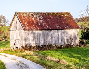 Obraz premium Rustic barn in a rural landscape