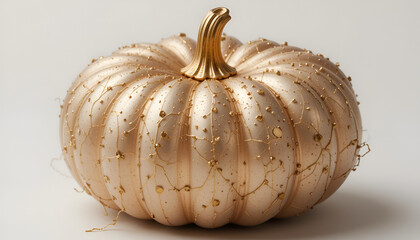 Elegant golden pumpkin with decorative cracks for sophisticated autumn and fall holiday designs