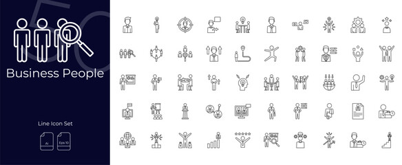 Business People Line Editable Icons set. Vector illustration in modern thin line style of Business People icons: people, organisation, teamwork, etc