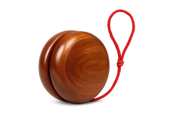 Classic Wooden Yo yo with Red String on Transparent Background